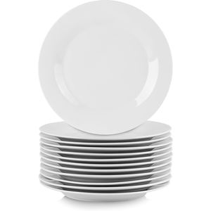 Assiettes plates en céramique blanches pures de 10,5 pouces, grand format, pour hôtel et restaurant, lot économique en gros - Product Image 1