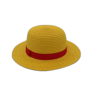 <span class=keywords><strong>Chapeau</strong></span> <span class=keywords><strong>de</strong></span> paille style One Piece, tissé à la main, imprimé en typographie, avec ruban rouge, pour cosplay <span class=keywords><strong>de</strong></span> pirate, pour enfants et adultes, idéal pour l'été, la plage et les fêtes. - Product Image 2
