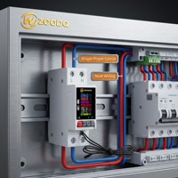 Protector Inteligente de Sobretensión y Baja Tensión con WiFi Tuya para Riel DIN de 63A, con Monitoreo de Fuga de Corriente y Temperatura