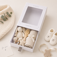 Boîte à tiroir personnalisée avec fenêtre transparente, boîte rigide en carton blanc, boîte à souvenirs, emballage cadeau pour vêtements de bébé nouveau-né