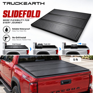 Toyota Tacoma Double Cab Slide Fold Tonneau Cover for 5 ft Bed Tri Fold Bed Cover Hard Folding Aluminum Sliding Truck Bed Cover - Product Image 1