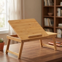 Support de genoux en bambou pliable et réglable avec support de livre pour canapé, table compacte pour ordinateur portable
