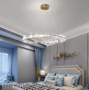 Zèle éclairage moderne led circulaire lumière style nordique métal murano verre pendentif anneau lustres - Product Image 4