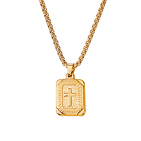Vente en gros de bijoux religieux, pendentif croix, acier inoxydable tendance pour hommes et femmes, collier avec pendentif croix carré