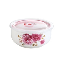 Bol en céramique pour la conservation des aliments, 5/6 pouces, compatible micro-ondes, boîte à lunch pour réfrigérateur, couvercle hermétique, motif floral, nouveau bol de style chinois