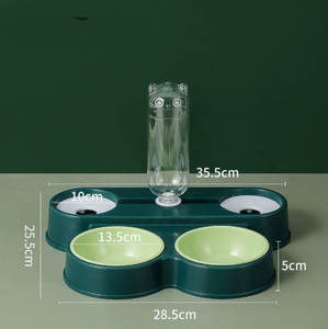 Distributeur d'aliments pour animaux de compagnie 4-en-1 : gamelle pour chat et chien avec réservoir, anti-renversement, antidérapant, facile à nettoyer, design grenouille mignon - Product Image 5