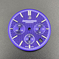 Bagian Modifikasi Jam Tangan Dial Paduan Tembaga 31.8mm dengan 6 Jarum dan Bercahaya Hijau Cocok untuk Mesin Quartz VK63