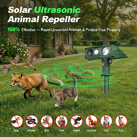 Pengusir Hewan Tenaga Surya Ultrasonik dengan Sensor Gerak dan Lampu Strobo LED Tahan Air untuk Kebun, Kebun Pertanian, Halaman, Kucing, Burung