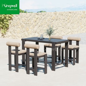 Ensemble de chaises et de tables de <span class=keywords><strong>bar</strong></span> en <span class=keywords><strong>terrasse</strong></span> pour restaurant café en aluminium moderne personnalisé pour l'extérieur pour les fêtes et événements - Product Image 1