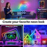 Bande lumineuse LED en silicone RGB à changement de couleur, étanche, à commande vocale, effet d'eau défilante, lampe d'ambiance DIY