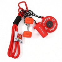 Porte-clés de sport personnalisé en corde tressée faite à la main, avec haltères, kettlebells et accessoires de fitness, pour sac à dos et salle de sport
