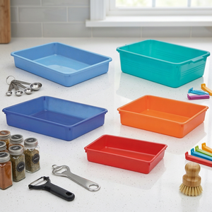 NDURO SS4504 Modern Plastic <b>Spice</b> Storage <b>Trays</b> Set of 5 Reusable Multi Color Organizers with 0-1L Capacity for Kitchen Use - Product Image 3