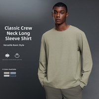 Couche de base unie unie, fine, anti-humidité, respirante, coupe décontractée, sport décontracté, polyester, col rond, manches longues