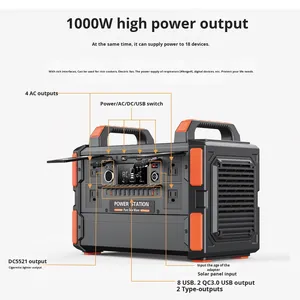 라이브 스트리밍 캠핑을위한 1200W 휴대용 발전소 태양열 & RV 110-230V 순수 사인파 인버터 MPPT 컨트롤러 RV 포트 - Product Image 3