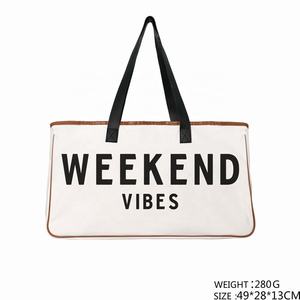 Nouvelle arrivée, vente en gros de mode, sac fourre-tout décontracté en toile écologique avec fermeture éclair, sac de plage pour le collège - Product Image 2