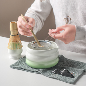 Ensemble de thé matcha japonais Yubin en céramique résistant à la chaleur, quatre pièces, style Japandi, luxe <span class=keywords><strong>vintage</strong></span>, écologique, fouet, bol, support, café - Product Image 3