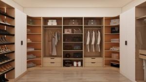 Venta al por mayor de muebles de dormitorio de pared de madera modernos en forma de L personalizados de diseño moderno armarios - Product Image 3