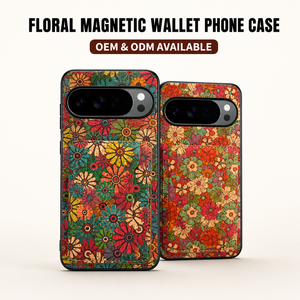 โรงงาน OEM/ODM รับผลิตเคสโทรศัพท์กันกระแทกแบบมีขาตั้งพร้อมที่ชาร์จไร้สายแม่เหล็ก ลายดอกไม้ วัสดุไม้ก๊อก สำหรับ Google Series - Product Image 1