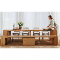 Table transformable luxueuse et pratique 2026 - Table à manger télescopique de style moderne avec 2 à 5 panneaux extensibles