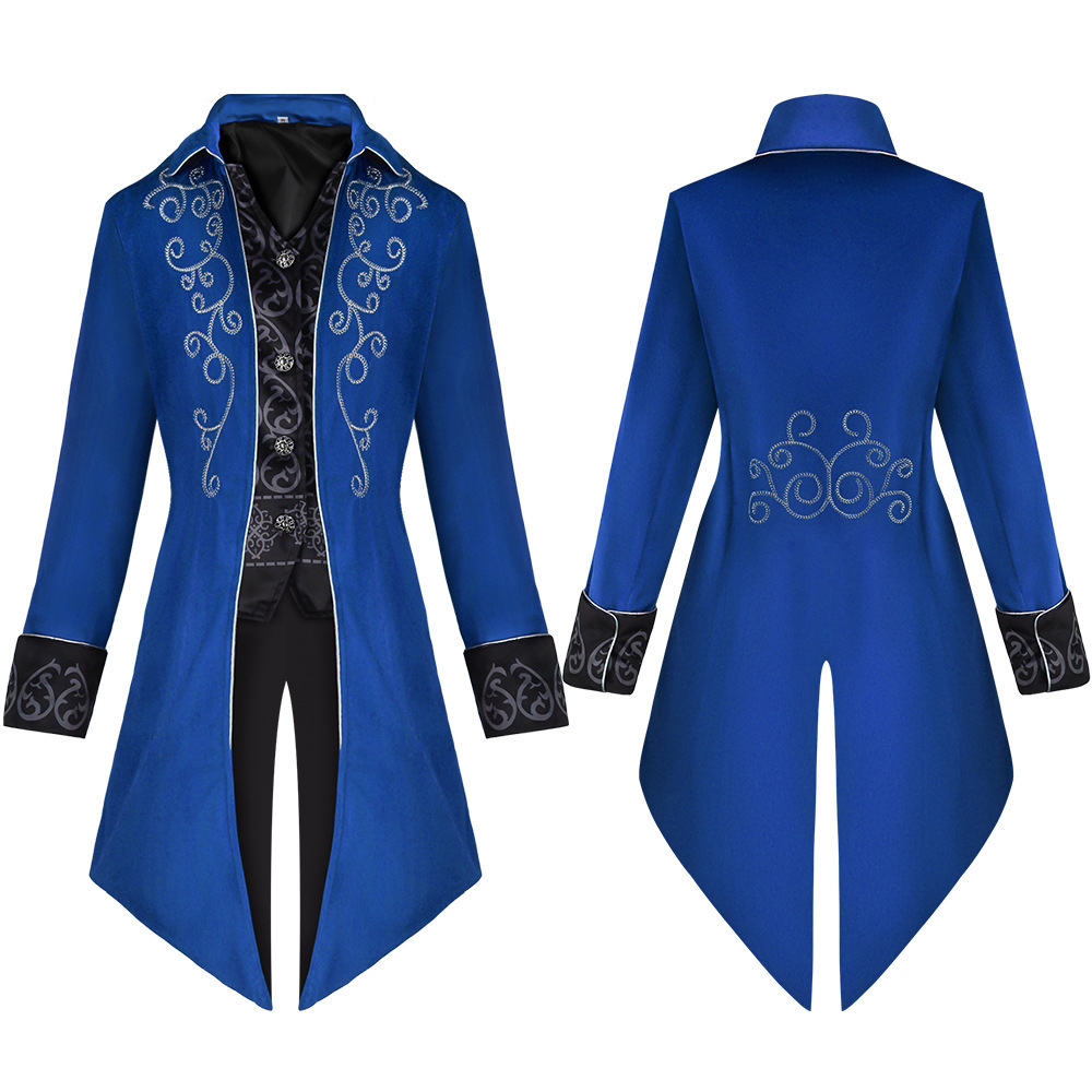 Silver-trimmed swallowtail coat blue