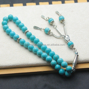 Braccialetti Musulmani Islamici in Pietra Turchese da 10mm con 33 Perle, <span class=keywords><strong>Rosario</strong></span> Tasbih in Pietra per Preghiera, Esportazione da Yiwu - Product Image 4