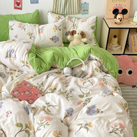 Vente en gros de 4 pièces de draps plats en microfibre à imprimé floral, ensemble de draps pour lit king size, ensemble de literie