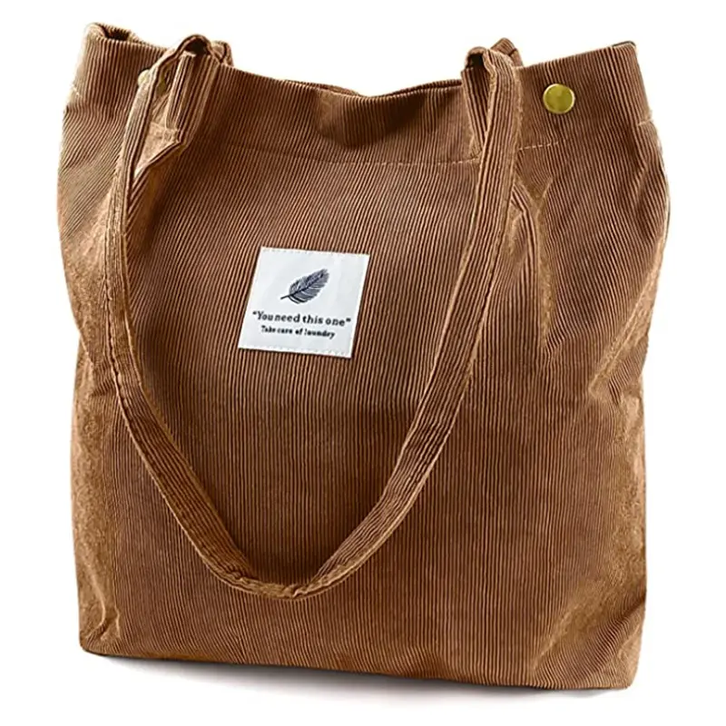 2022 NEW durable casual vintage messenger bag brown corduroy shoulder shopping tote bag women