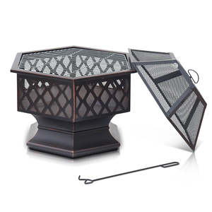Panier à feu extérieur robuste <span class=keywords><strong>de</strong></span> style tendance pour <span class=keywords><strong>bois</strong></span> <span class=keywords><strong>de</strong></span> chauffage, forme hexagonale, pour cuisson en extérieur - Product Image 3