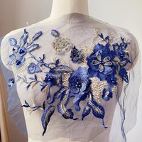 Chaîne de dentelle en tissu brodé de fleurs 3D en maille perlée de strass pour couture, applique, accessoires de décoration de mariage