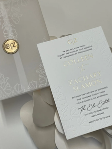 Juego de <span class=keywords><strong>Invitaciones</strong></span> Florales de Lujo con Grabado en Relieve, Papel Vellum, Envoltura de Papel Dorado y Sello de Cera Dorado para Bodas - Product Image 4