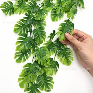 Artificial Monstera <b>Leaf</b> Vine <b>Wall</b> Hanging Green Plant Indoor Outdoor <b>Decoration</b> Soft Plastic Bouquet - Product Image 3