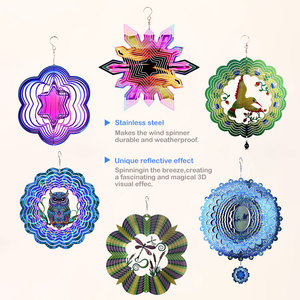 Carillon éolien rotatif 3D personnalisé ornements de jardin en pierre de sublimation Spinner éolien de Noël ébauches Kinetic Wind Spinner - Product Image 3