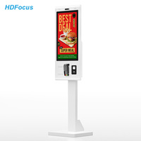 Kiosque libre-service sur pied pour intérieur avec grand écran de 32 pouces, caméra IA, support POS, lecteur NFC et QR, imprimante 80 mm