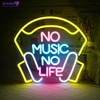 Enseigne néon LED dimmable « NO MUSIC NO LIFE » pour décoration de chambre de garçons, idéale pour les gamers, enseigne néon personnalisée, décoration intérieure