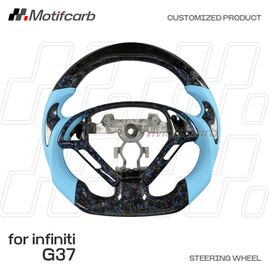 Volant en carbone forgé bleu personnalisé avec affichage LED intelligent pour Infiniti G37 G35 G35S G37S EX37 EX35 QX50 Q60 2007-2017 - Product Image 2