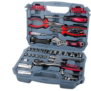 67pc métrique Auto Voiture Moto Mécanicien Garage DIY Kit d'outils à main Boîte avec douilles, clé à cliquet et accessoires