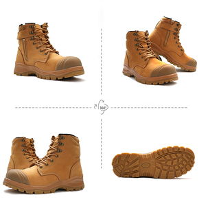 Chaussures de sécurité en cuir <span class=keywords><strong>nubuck</strong></span> véritable de haute qualité à bout en acier bottes de travail pour hommes qui travaillent - Product Image 2