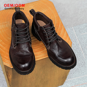OEM Custom Handmade Goodyear Leather Horsehide Genuine Leather Thick-soled Lace-up Comfort Waterproof Casual <b>Boots</b> <b>Spring</b> Retro - Product Image 1
