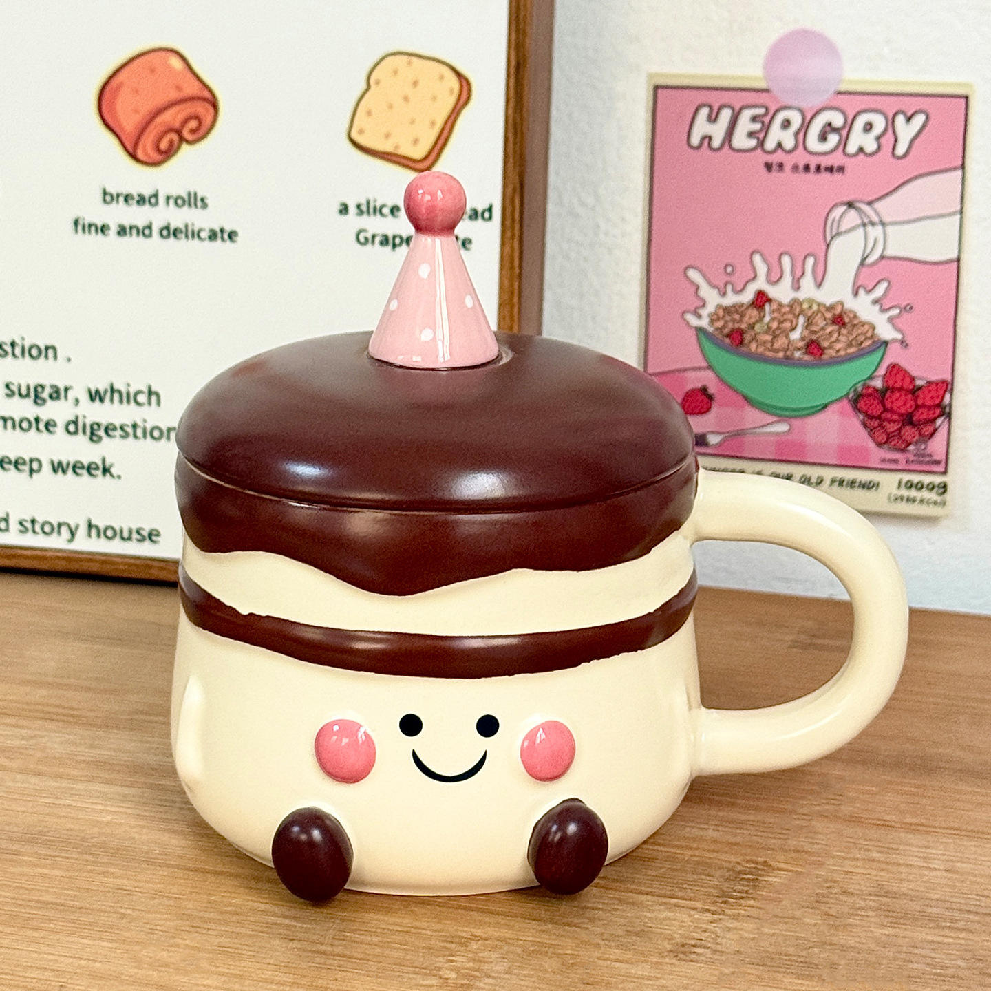 [ฝาถ้วย] ตุ๊กตาเค้กสีน้ำตาล