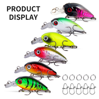 Ensemble de 6 leurres de pêche artificiels flottants miniatures de 3,8 g/4,5 cm avec hameçons multicolores pour la pêche