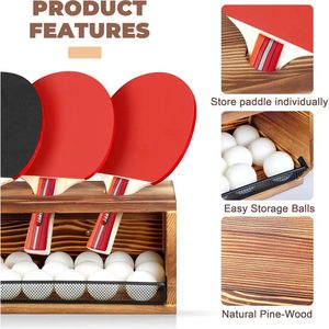 Estante de almacenamiento para palas de ping pong montado en la pared, 4 compartimentos, gran capacidad, organizador de escritorio para interiores, forma rectangular - Product Image 4