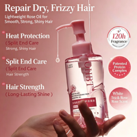Minyak Rambut OHBT Anti-Frizz Essential Oil, Menutrisi dengan Squalane, Peptida, dan Keratin, Serum Rambut dengan Aroma Mawar yang Tahan Lama, Perawatan Rambut