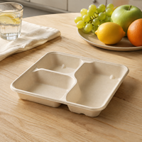 Boîte alimentaire en canne à sucre Kraft 1100ml 37oz 1400ml 47oz 3 4 5 compartiments sans revêtement, boîte à lunch, vente en gros, directement de l'usine, en vrac