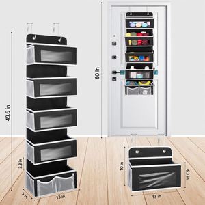 Linen Hanging Organizers Closet Cabinet Over Door Hanging Organizer with 5 Pockets and Labels for Sundries - Product Image 3