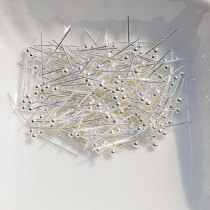 Copper <b>Ball</b> Needles 0.5mm Plated Jewelry Pins For <b>Bracelet</b> Making Round Shape Beading Materials - Product Image 3