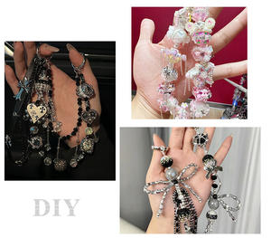 Cadena de corazón de lujo bola Diy hecha a mano teléfono móvil cadena llavero pluma suelta cuentas pesadas Accesorios - Product Image 6