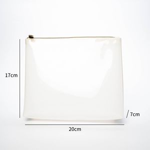 Sacs à cosmétiques de voyage rectangulaires de qualité distinguée fermeture à glissière blanche transparente en PVC TPU Logo personnalisable exportation de maquillage - Product Image 2