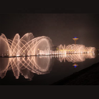 Fontaine d'eau géante de 300 m de haute qualité pour spectacle aquatique extérieur avec système sonore et éclairage à faisceau, projet de l'île de Bagdad en Irak
