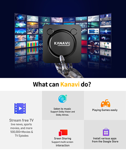 Boîtier <span class=keywords><strong>TV</strong></span> intelligent KANAVI S905W2 Android 13 4K HDR10 IPTV NF Ready avec WiFi double bande BT5.0 Lecteur multimédia de streaming OTT - Product Image 2