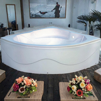 Baignoire d'angle moderne 150x150 cm en acrylique, de luxe, pour massage et immersion, en matériaux écologiques, avec drain réversible, pour hôtels et villas